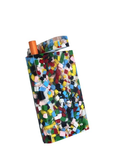 Handmade Acrylic Dugout w/ One Hitter - Confetti Marble