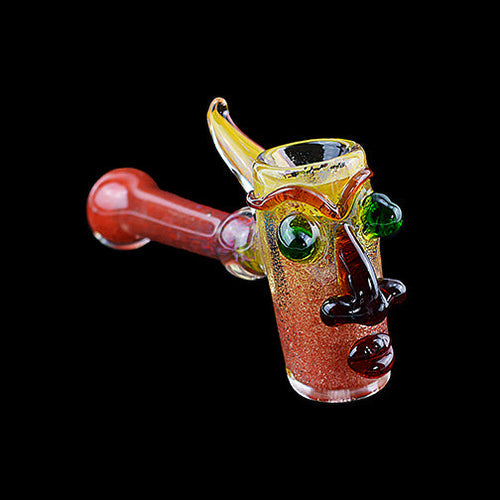 Face Design Hammer Glass Hand Pipe (6")