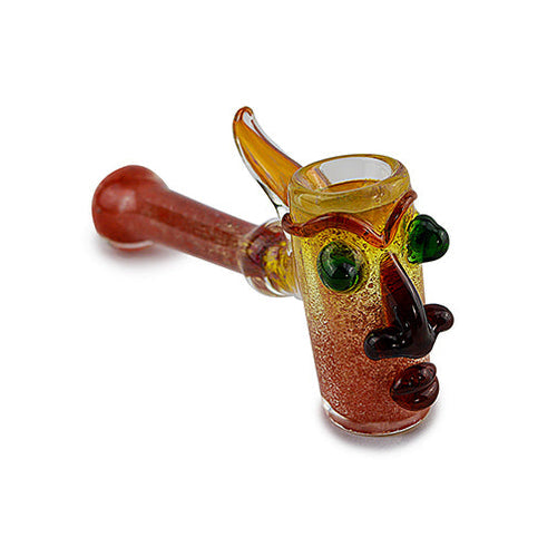 Face Design Hammer Glass Hand Pipe (6")