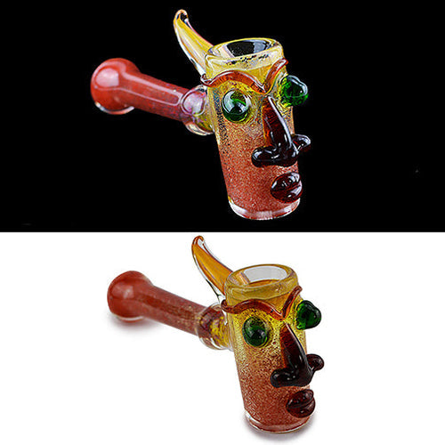 Face Design Hammer Glass Hand Pipe (6")