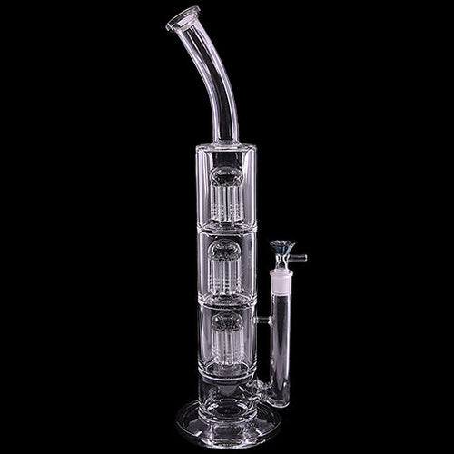 Triple Perc Bent Water Pipe (17")